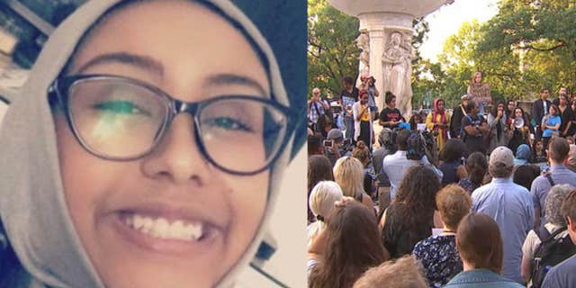 A group gathered in Dupont Circle to remember 17-year-old Nabra Hassanen