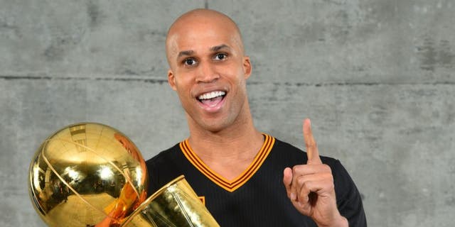OAKLAND, CA - JUNE 19: Richard Jefferson #24 of the Cleveland Cavaliers poses for a portrait after winning the NBA Championship against the Golden State Warriors during the 2016 NBA Finals Game Seven on June 19, 2016 at ORACLE Arena in Oakland, California. NOTE TO USER: User expressly acknowledges and agrees that, by downloading and or using this photograph, User is consenting to the terms and conditions of the Getty Images License Agreement. Mandatory Copyright Notice: Copyright 2016 NBAE (Photo by Jesse D. Garrabrant/NBAE via Getty Images)