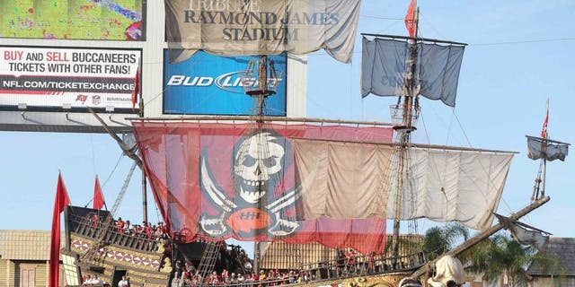 December 9, 2012; Tampa, FL, USA; An overview of the Tampa Bay Buccaneers pirate ship against the Philadelphia Eagles during the second half at Raymond James Stadium. Philadelphia Eagles defeated the Tampa Bay Buccaneers 23-21. Mandatory Credit: Kim Klement-USA TODAY Sports