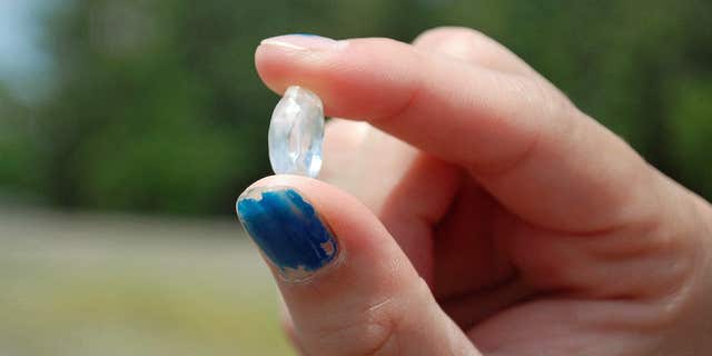 June 24, 2015: This handout photo provided by the Crater of Diamonds State Park Bobbie Oskarson holds the 8.52-carat diamond she found at Arkansas' Crater of Diamonds State Park at Murfreesboro.