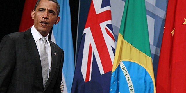 June 27: President Obama arrives for his closing press conference at the G-20 summit in Toronto.