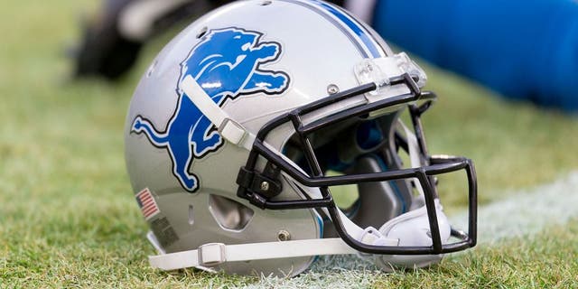 Dec 28, 2014; Green Bay, WI, USA; A Detroit Lions helmet sits on the field during warmups prior to the game against the Green Bay Packers at Lambeau Field. Green Bay won 30-20. Mandatory Credit: Jeff Hanisch-USA TODAY Sports