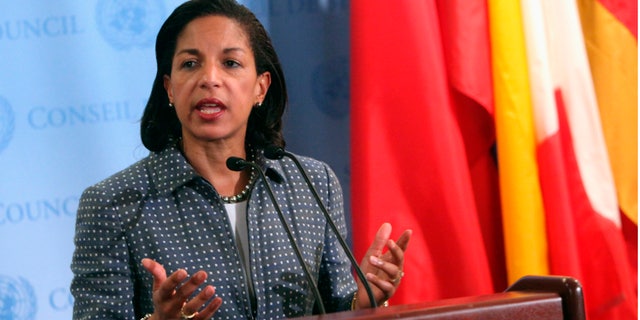 FILE: June 7, 2012: Susan Rice, U.S. ambassador to the United Nations, speaks at U.N. headquarters in New York.