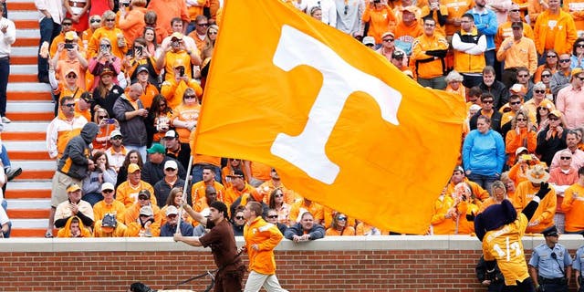 KNOXVILLE, TN - OCTOBER 4: Tennessee flag waves during the game between the Florida Gators and Tennessee Volunteers at Neyland Stadium on October 4, 2014 in Knoxville, Tennessee. Florida defeated Tennessee 10-9. (Photo by Joe Robbins/Getty Images) *** Local Caption ***