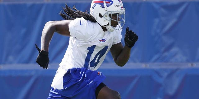 May 28, 2014; Buffalo, NY, USA; Buffalo Bills wide receiver Sammy Watkins (14) runs during organized team activities at Ralph Wilson Stadium. Mandatory Credit: Kevin Hoffman-USA TODAY Sports