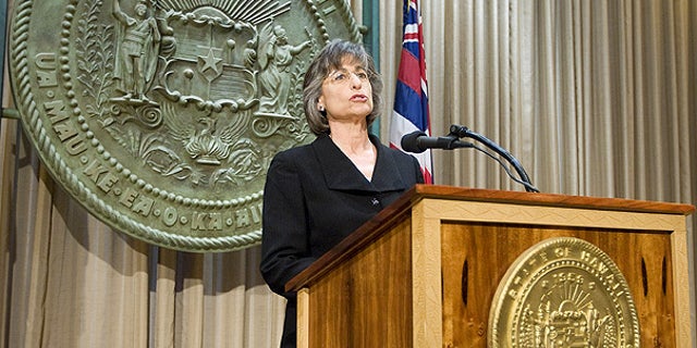 July 6: Gov. Linda Lingle holds a news conference in her office at the Hawaii State Capitol building in Honolulu.