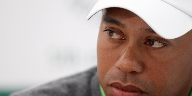 July 6: Tiger Woods pauses during a press conference after playing in the JP McManus Invitational Pro-Am at Adare Manor, Limerick, Ireland.