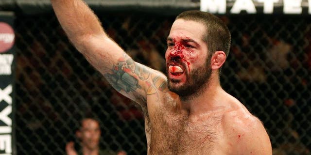 SAN JOSE, CA - JULY 26: Matt Brown reacts after the conclusion of his welterweight bout against Robbie Lawler during the UFC Fight Night event at SAP Center on July 26, 2014 in San Jose, California. (Photo by Josh Hedges/Zuffa LLC/Zuffa LLC via Getty Images)