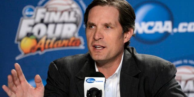 Apr 5, 2013; Atlanta, GA, USA; NCAA basketball former player Christian Laettner speaks during the 75 years of March madness press conference in preparation for the Final Four of the 2013 NCAA basketball tournament at the Georgia Dome. Mandatory Credit: Richard Mackson-USA TODAY Sports