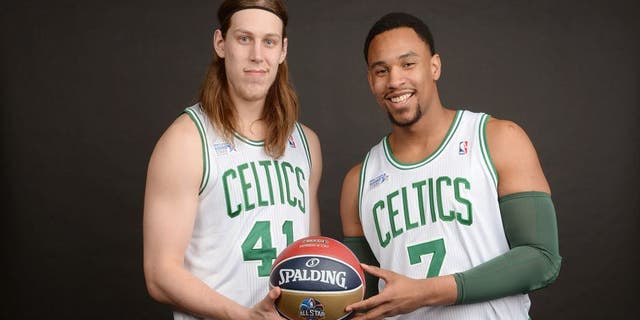 NEW ORLEANS, LA - FEBRUARY 14: Kelly Olynyk #41 and Jared Sullinger #7 of Team Webber poses for a portrait prior to the BBVA Compass Rising Stars Challenge 2014 as part of the 2014 NBA All-Star Weekend on February 13, 2014 at House of Blues in New Orleans, Louisiana. NOTE TO USER: User expressly acknowledges and agrees that, by downloading and/or using this Photograph, user is consenting to the terms and conditions of the Getty Images License Agreement. Mandatory Copyright Notice: Copyright 2014 NBAE (Photo by Jennifer Pottheiser/NBAE via Getty Images)