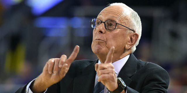 GREENVILLE, NC - JANUARY 13: Head coach Larry Brown of the SMU Mustangs directs his team against the East Carolina Pirates at Williams Arena at Minges Coliseum on January 13, 2016 in Greenville, North Carolina. (Photo by Lance King/Getty Images)