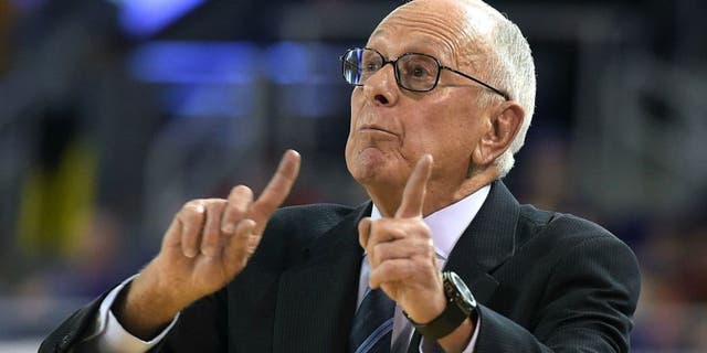 GREENVILLE, NC - JANUARY 13: Head coach Larry Brown of the SMU Mustangs directs his team against the East Carolina Pirates at Williams Arena at Minges Coliseum on January 13, 2016 in Greenville, North Carolina. (Photo by Lance King/Getty Images)