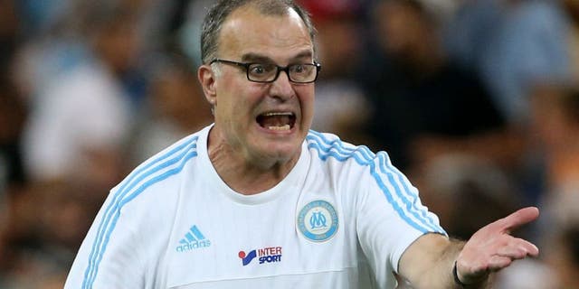 MARSEILLE - AUGUST 8: Coach of OM Marcelo Bielsa reacts during the French Ligue 1 match between Olympique de Marseille (OM) and SM Caen at Stade Velodrome on August 8, 2015 in Marseille, France. (Photo by Jean Catuffe/Getty Images)