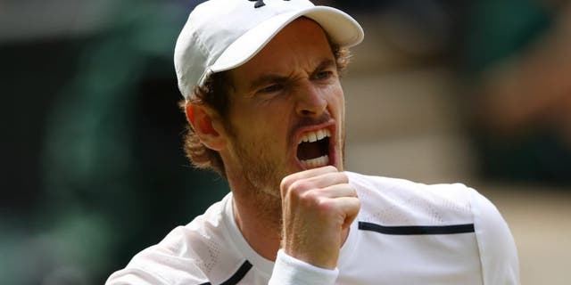 ***** during the ***** against ***** on day thirteen of the Wimbledon Lawn Tennis Championships at the All England Lawn Tennis and Croquet Club on July 10, 2016 in London, England.,LONDON, ENGLAND - JULY 10: Andy Murray of Great Britain celebrates during the Men's Singles Final against Milos Raonic of Canada on day thirteen of the Wimbledon Lawn Tennis Championships at the All England Lawn Tennis and Croquet Club on July 10, 2016 in London, England. (Photo by Clive Brunskill/Getty Images)