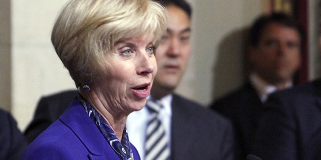 In this May 12, 2010 file photo, Democratic Los Angeles city councilmember Janice Hahn speaks in downtown Los Angeles.
