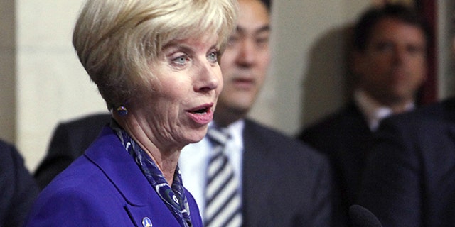 In this May 12, 2010 file photo, Democratic Los Angeles city councilmember Janice Hahn speaks in downtown Los Angeles.
