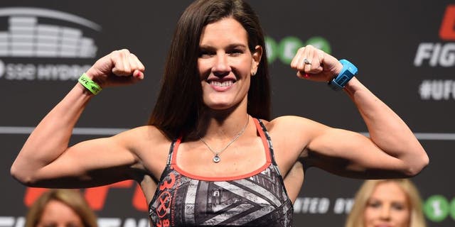 GLASGOW, SCOTLAND - JULY 17: Cortney Casey of the United States steps on the scale during the UFC weigh-in inside the SSE Hydro on July 17, 2015 in Glasgow, Scotland. (Photo by Josh Hedges/Zuffa LLC/Zuffa LLC via Getty Images)