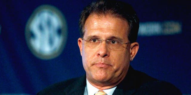 Auburn coach Gus Malzahn speaks during SEC media days on Monday, July 14, 2014, in Hoover, Ala. (AP Photo/Butch Dill)
