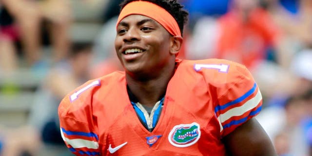 Apr 11, 2015; Gainesville, FL, USA; Florida Gators defensive back Vernon Hargreaves III (1) during the first half at the Orange and Blue Debut at Ben Hill Griffin Stadium. Mandatory Credit: Kim Klement-USA TODAY Sports