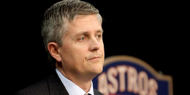 HOUSTON, TX - DECEMBER 08: Jeff Luhnow answers questions from the media as the newly-hired Houston Astros general manager during a press conference at Minute Maid Park on December 8, 2011 in Houston, Texas. Luhnow was vice president with the St. Louis Cardinals before joining the Astros. (Photo by Bob Levey/Getty Images)