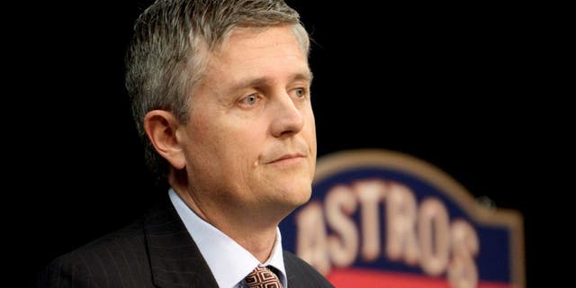 HOUSTON, TX - DECEMBER 08: Jeff Luhnow answers questions from the media as the newly-hired Houston Astros general manager during a press conference at Minute Maid Park on December 8, 2011 in Houston, Texas. Luhnow was vice president with the St. Louis Cardinals before joining the Astros. (Photo by Bob Levey/Getty Images)