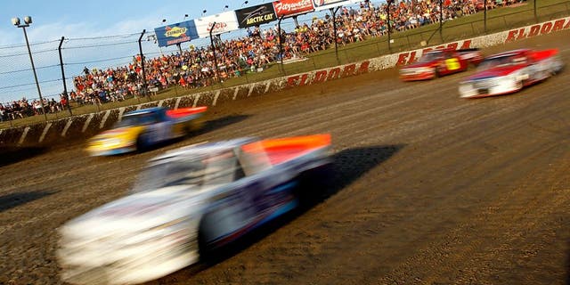 ROSSBURG, OH - JULY 20: A general view of racing during qualifying races for the NASCAR Camping World Series 4th Annual Aspen Dental Eldora Dirt Derby150 at Eldora Speedway on July 20, 2016 in Rossburg, Ohio. (Photo by Brian Lawdermilk/Getty Images)
