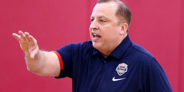 LAS VEGAS, NV - JULY 18: USA Basketball Men's National Team Assistant Coach Tom Thibodeau instructs Draymond Green #14 during practice on July 18, 2016 at Mendenhall Center on the University of Nevada, Las Vegas campus in Las Vegas, Nevada. NOTE TO USER: User expressly acknowledges and agrees that, by downloading and or using this photograph, User is consenting to the terms and conditions of the Getty Images License Agreement. Mandatory Copyright Notice: Copyright 2016 NBAE (Photo by Nathaniel S. Butler/NBAE via Getty Images),LAS VEGAS, NV - JULY 18: USA Basketball Mens National Team Assistant Coach Tom Thibodeau instructs Draymond Green #14 during practice on July 18, 2016 at Mendenhall Center on the University of Nevada, Las Vegas campus in Las Vegas, Nevada. NOTE TO USER: User expressly acknowledges and agrees that, by downloading and or using this photograph, User is consenting to the terms and conditions of the Getty Images License Agreement. Mandatory Copyright Notice: Copyright 2016 NBAE (Photo by Nathaniel S. Butler/NBAE via Getty Images)