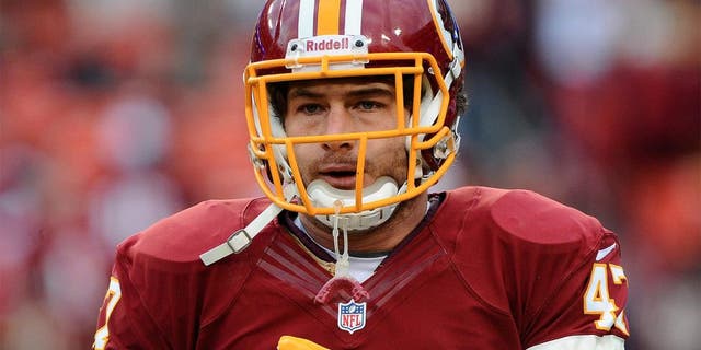 Jan 6, 2013; Landover, MD, USA; Washington Redskins tight end Chris Cooley (47) warms up before the NFC Wild Card playoff game against the Seattle Seahawks at FedEx Field. Mandatory Credit: Brad Mills-USA TODAY Sports