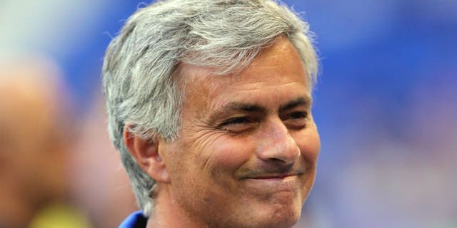 HARRISON, NJ - JULY 22: Head coach Jose Mourinho of the Chelsea looks on during warm ups before the International Champions Cup match against the New York Red Bulls at Red Bull Arena on July 22, 2015 in Harrison, New Jersey. (Photo by Elsa/Getty Images)