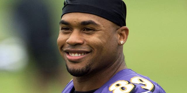 Jul 24, 2014; Owings Mills, MD, USA; Baltimore Ravens wide receiver Steve Smith (89) walks across the field during practice at Under Armour Performance Center. Mandatory Credit: Tommy Gilligan-USA TODAY Sports
