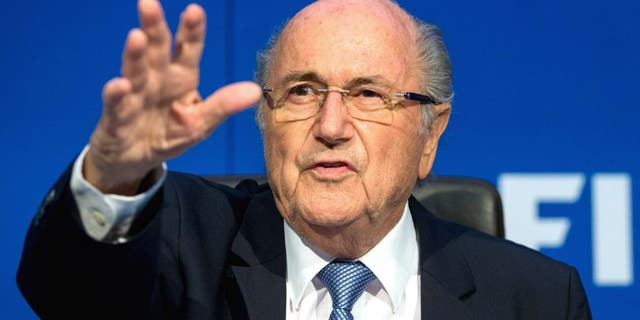ZURICH, SWITZERLAND - JULY 20: FIFA President Joseph S. Blatter attends a press conference at the Extraordinary FIFA Executive Committee Meeting at the FIFA headquarters on July 20, 2015 in Zurich, Switzerland. (Photo by Philipp Schmidli/Getty Images)