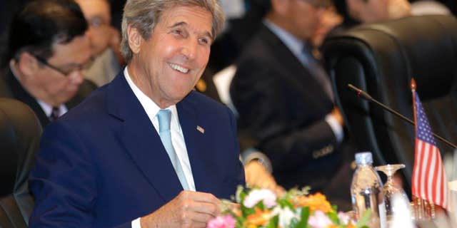 July 26, 2016: U.S. Secretary of State John Kerry smiles during 6th East Asia Summit Foreign Minister's meeting in Vientiane, Laos.