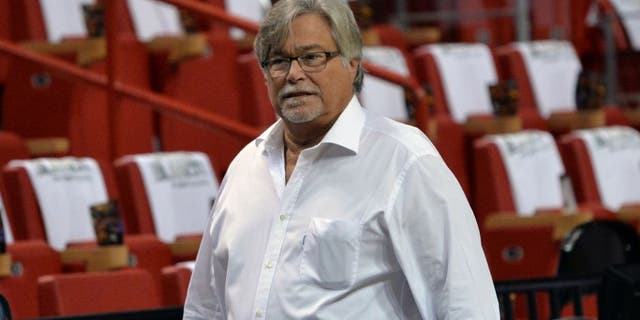 May 26, 2014; Miami, FL, USA; Miami Heat owner Micky Arison prior to a game against the Indiana Pacers in game four of the Eastern Conference Finals of the 2014 NBA Playoffs at American Airlines Arena. Mandatory Credit: Steve Mitchell-USA TODAY Sports
