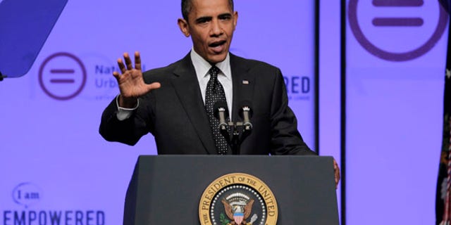 President Barack Obama highlights his "Race to the Top" education agenda in a speech to the National Urban League conference in Washington, Thursday, July 29, 2010. (AP Photo/J. Scott Applewhite)