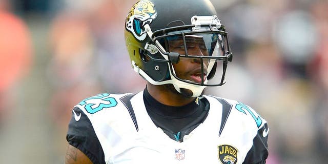 Dec 1, 2013; Cleveland, OH, USA; Jacksonville Jaguars cornerback Alan Ball (23) against the Cleveland Browns at FirstEnergy Stadium. Mandatory Credit: Andrew Weber-USA TODAY Sports