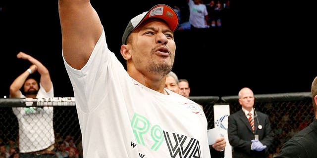 CINCINNATI, OH - MAY 10: Soa Palelei reacts after his knockout victory over Ruan Potts in their heavyweight fight during the UFC Fight Night event at the U.S. Bank Arena on May 10, 2014 in Cincinnati, Ohio. (Photo by Josh Hedges/Zuffa LLC/Zuffa LLC via Getty Images)