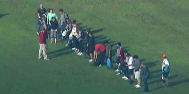 Students were evacuated from the school following the school shooting.