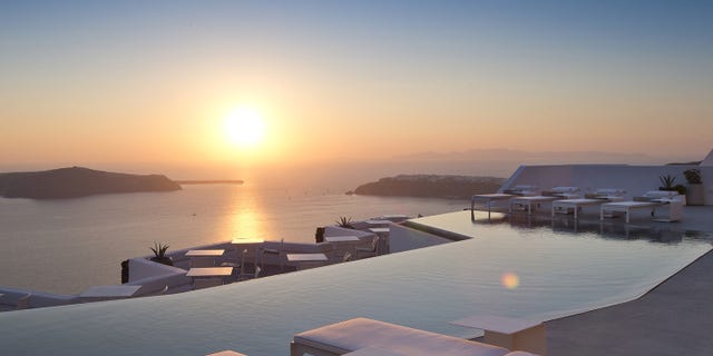 An exotic pool in Santorini, Greece.