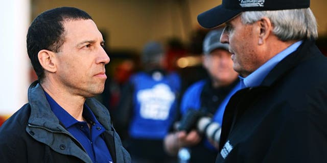 DAYTONA BEACH, FL - FEBRUARY 15: Team owners Rob Kauffman and Rick Hendrick speak during practice for the NASCAR Sprint Cup Series Sprint Unlimited at Daytona International Speedway on February 15, 2013 in Daytona Beach, Florida. (Photo by John Harrelson/NASCAR via Getty Images)