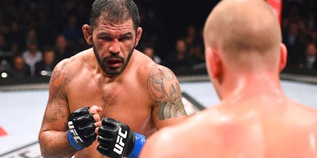 RIO DE JANEIRO, BRAZIL - AUGUST 01: (L-R) Rodrigo 'Minotauro' Nogueira of Brazil circles Stefan Struve of the Netherlands in their heavyweight bout during the UFC 190 event inside HSBC Arena on August 1, 2015 in Rio de Janeiro, Brazil. (Photo by Josh Hedges/Zuffa LLC/Zuffa LLC via Getty Images)