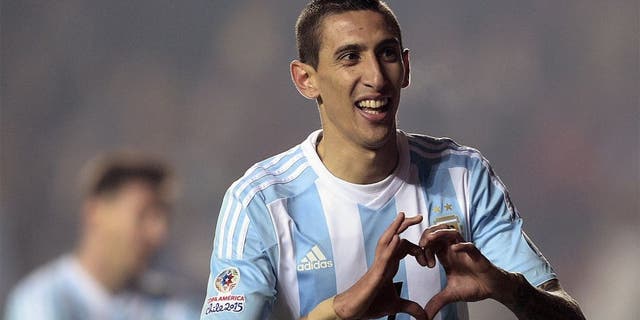 Argentina's forward Angel Di Maria celebrates after scoring against Paraguay during their Copa America semifinal football match in Concepcion, Chile on June 30, 2015. AFP PHOTO / JUAN MABROMATA (Photo credit should read JUAN MABROMATA/AFP/Getty Images)