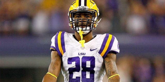 ARLINGTON, TX - AUGUST 31: Jalen Mills #28 of the LSU Tigers looks on during a game against the TCU Horned Frogs at Cowboys Stadium on August 31, 2013 in Arlington, Texas. (Photo by Sarah Glenn/Getty Images)