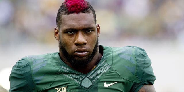 WACO, TX - OCTOBER 11: Shawn Oakman #2 of the Baylor Bears looks on against the TCU Horned Frogs on October 11, 2014 at McLane Stadium in Waco, Texas. (Photo by Cooper Neill/Getty Images)