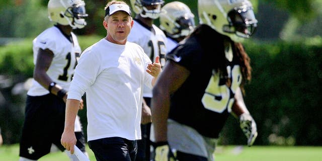 May 28, 2015; New Orleans, LA, USA; New Orleans Saints head coach Sean Payton during organized team activities at the New Orleans Saints Training Facility. Mandatory Credit: Derick E. Hingle-USA TODAY Sports