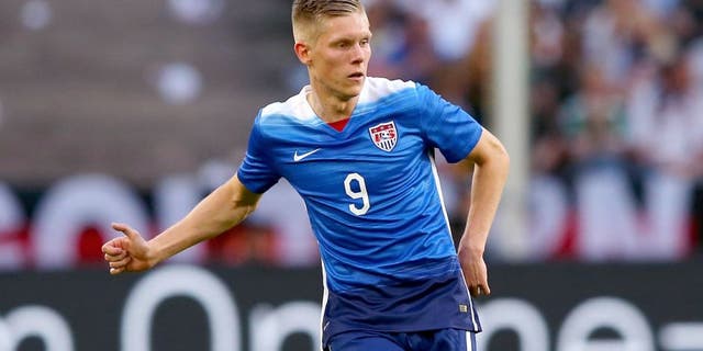 COLOGNE, GERMANY - JUNE 10: Aron Johannsson of USA runs with the ball during the International Friendly match between Germany and USA at RheinEnergieStadion on June 10, 2015 in Cologne, Germany. (Photo by Martin Rose/Bongarts/Getty Images)