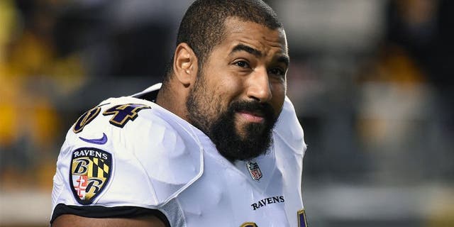 PITTSBURGH, PA - NOVEMBER 2: Offensive lineman John Urschel #64 of the Baltimore Ravens looks on from the field before a game against the Pittsburgh Steelers at Heinz Field on November 2, 2014 in Pittsburgh, Pennsylvania. The Steelers defeated the Ravens 43-23. (Photo by George Gojkovich/Getty Images) *** Local Caption *** John Urschel
