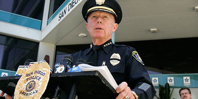 Aug. 7: San Diego police Chief William Lansdowne speaks about the Officer Jeremy Henwood at a press conference in San Diego.
