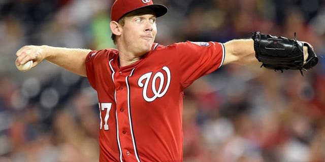 WASHINGTON, DC - AUGUST 08: Stephen Strasburg #37 of the Washington Nationals pitches in the seventh inning during a baseball game against the Colorado Rockies at Nationals Park on August 8, 2015 in Washington, DC. The Nationals won 6-1. (Photo by Mitchell Layton/Getty Images)