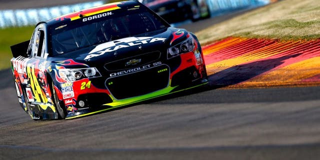 WATKINS GLEN, NY - AUGUST 07: Jeff Gordon, driver of the #24 Axalta Chevrolet, practices for the NASCAR Sprint Cup Series Cheez-It 355 at Watkins Glen International on August 7, 2015 in Watkins Glen, New York. (Photo by Jeff Zelevansky/Getty Images)