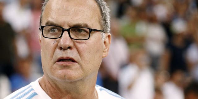 MARSEILLE, FRANCE - AUGUST 8: Coach of OM Marcelo Bielsa looks on during the French Ligue 1 match between Olympique de Marseille (OM) and SM Caen at Stade Velodrome on August 8, 2015 in Marseille, France. (Photo by Jean Catuffe/Getty Images)